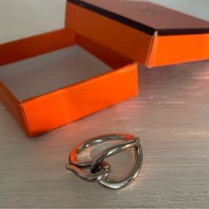 Authentic Hermes silver metal scarf ring